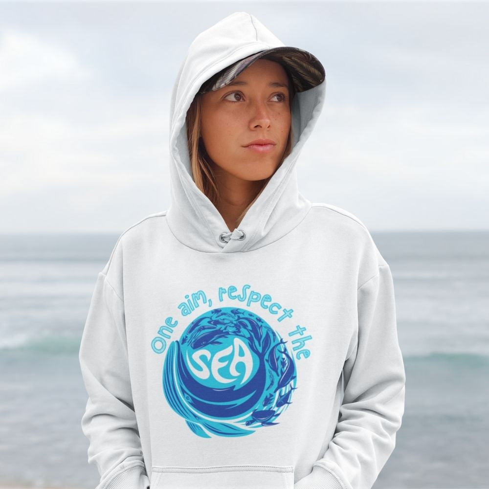 Sudadera orgánica con capucha Respect the Sea