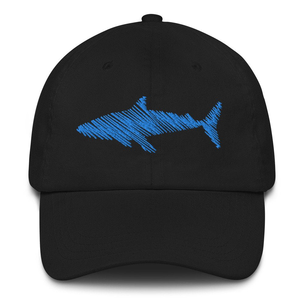 gorra negra tiburón azul