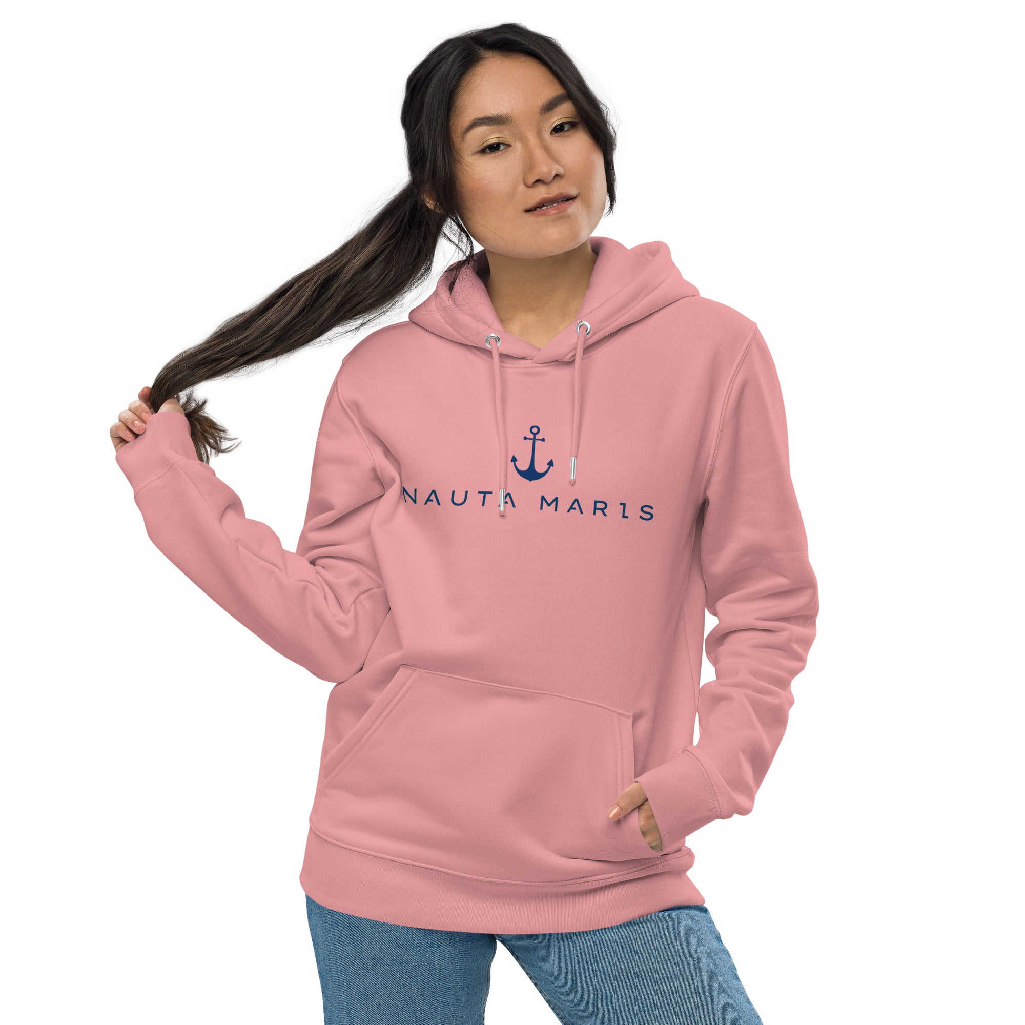 Sudadera orgánica con capucha rosa unisex